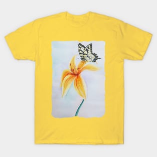 Watercolor Botanical Eastern Tiger Swallowtail Butterfly T-Shirt